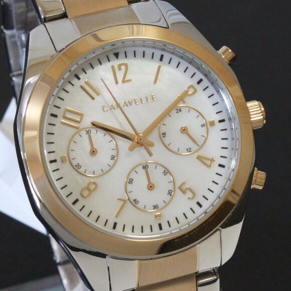 Caravelle Ladies Sports Watch By Bulova Chronograph Mother Of Pearl Dial 36mm - Picture 8 of 13
